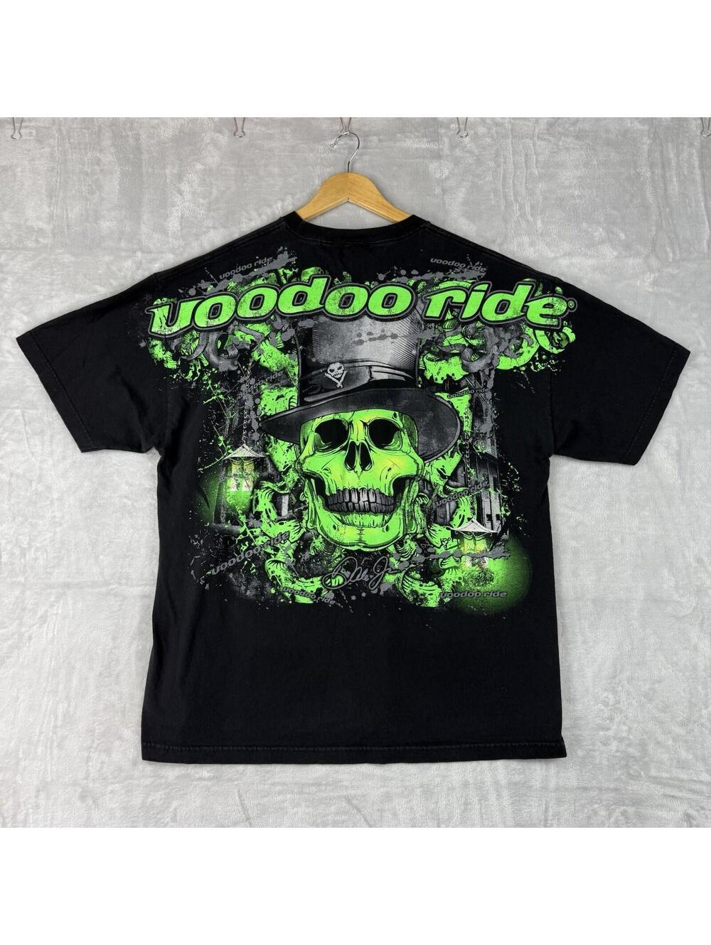DALE EARNHARDT JR Nation Voodoo Ride Graphic T-Shirt Biker Y2K Streetwear Race